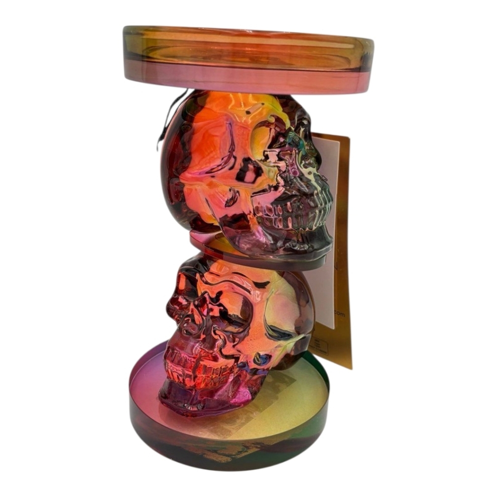 NWT Christian Lacroix Iridescent Glass Skull Candle Holder 6″ Gothic Decor - Picture 4 of 12
